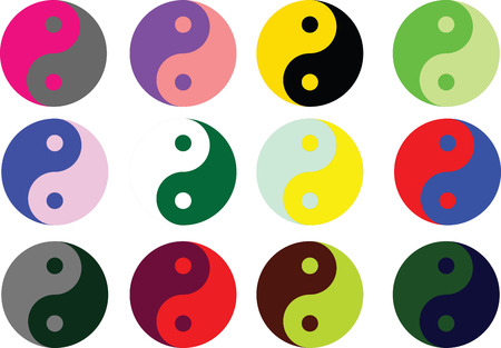 Yin Yang symbol  in multicolor vector illustrationのイラスト素材