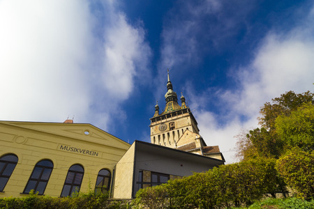 Architectural detail in Sighisoara Medieval City, Transylvania, Romaniaのeditorial素材