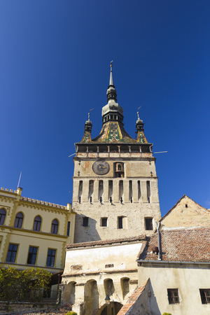 Image of the Clock Tower in Sighisoara, TransylvaniaRomaniaのeditorial素材
