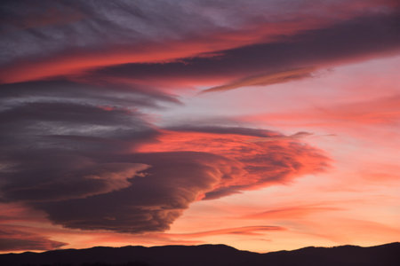 Strange formation of clouds in the morning.の写真素材