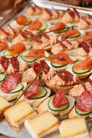 various appetizer shot in artificial lightの写真素材