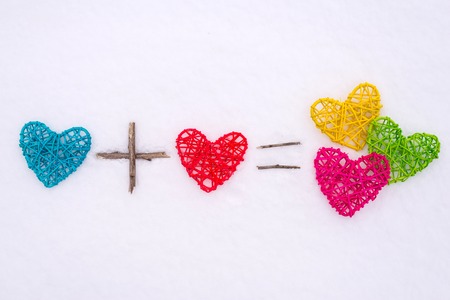 Love concept: hearts on a white background. Background to Valentine's Day, wedding.の写真素材