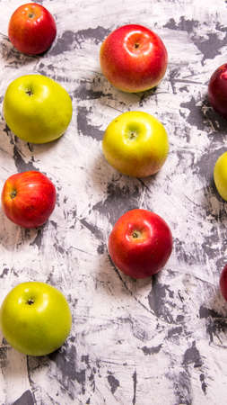 red green apples on a black and white background, close-up, with space for text, background, postcard, Wallpaperの写真素材