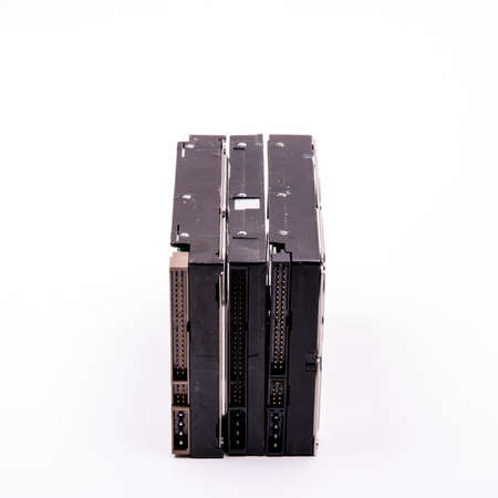Hard drives control scheme for storing information on a white background, isolated, space for text,...