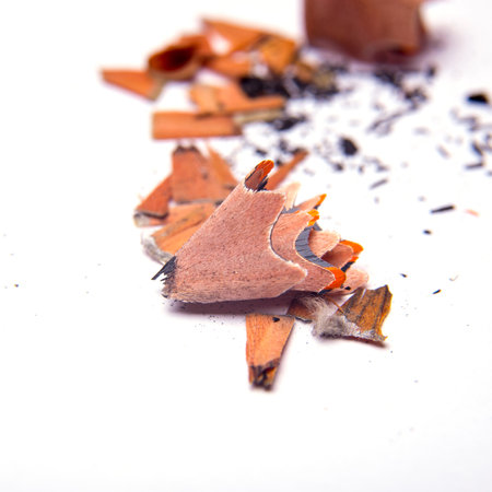 Colored pencil sawdust on a white background, close-upの写真素材