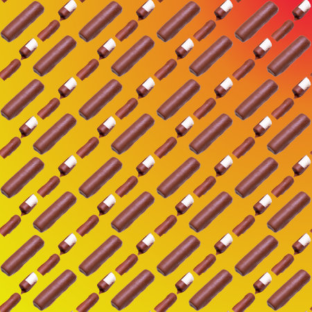 Glazed cheese curd chocolate, red and yellow background, laid out pattern, wallpaper, pattern,...