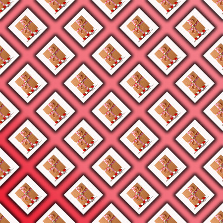 Gift box with hearts on red and white gradient background, seamless pattern decoration, copy space...