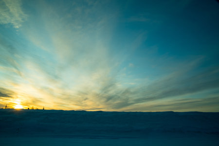 Sunset sky with colorful clouds, wallpaper, background, textureの写真素材