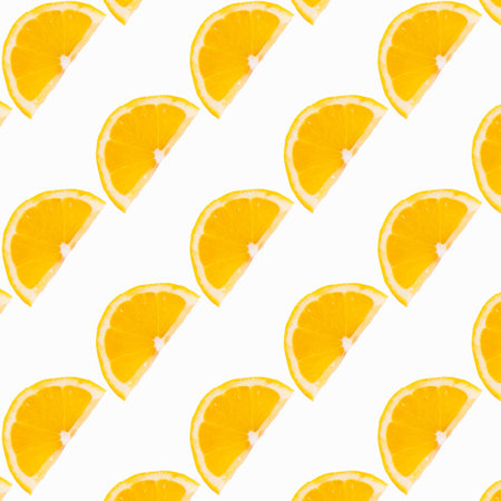 Lemon wedges on white background, seamless pattern, texture, template, banner, advertising