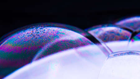 Soap bubbles with abstract pattern, close-up, macro photo, texture, pattern, copy space