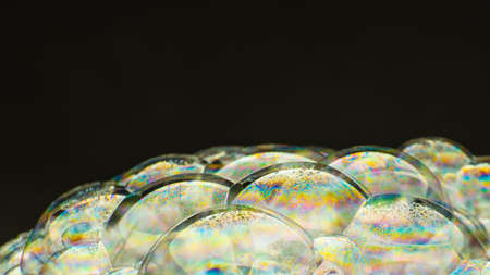 Soap bubbles with abstract pattern, close-up, macro, texture, pattern, copy spaceの写真素材