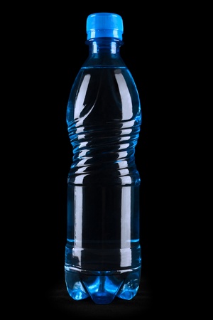 blue bottle on a black backgroundの写真素材