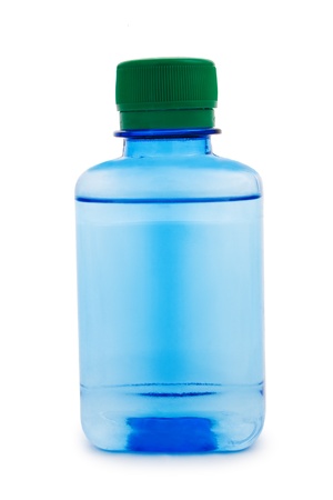 Blue bottle with a chemical liquidの写真素材