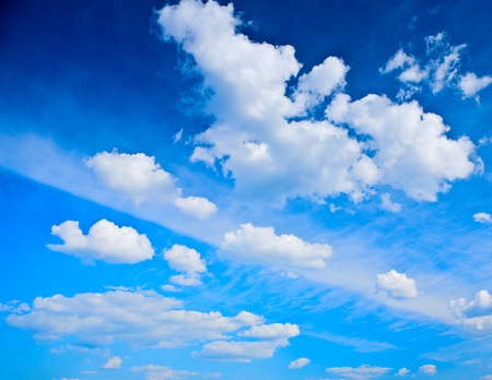 blue sky with cumulus cloudsの写真素材