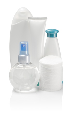 bottles and tubes for care isolatedの写真素材