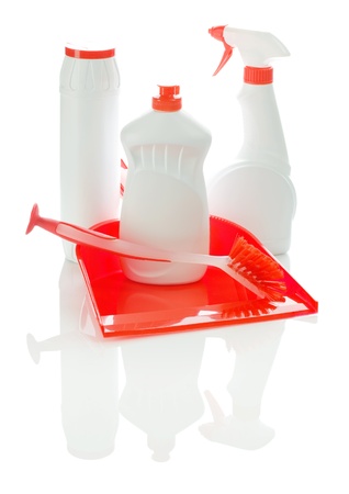 bottles dustpan and brushの写真素材
