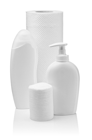 bottles pads and towelの写真素材