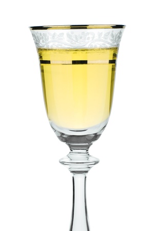 close up wineglass with white wine isolatedの写真素材