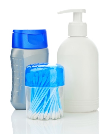 composition of bottles for careの写真素材