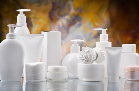 composition of white skincare itemsの写真素材