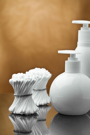 copyspace view on cosmetical accessoriesの写真素材