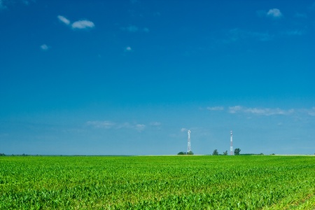 field corn and two Towerの写真素材