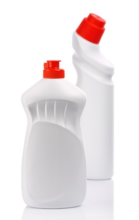 isolated white bottles for cleanの写真素材