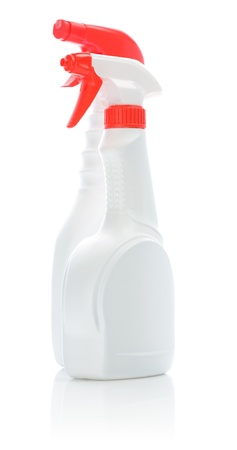 isolated white cleaner bottlesの写真素材