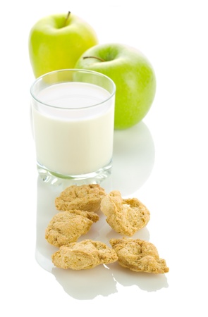 apple milk and cookiesの写真素材