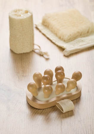 bast bath sponge and massagerの写真素材