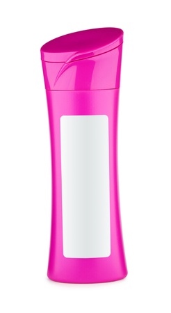 pink bottle of shampooの写真素材