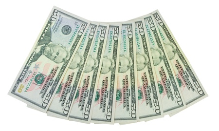 fan of dollars isolated