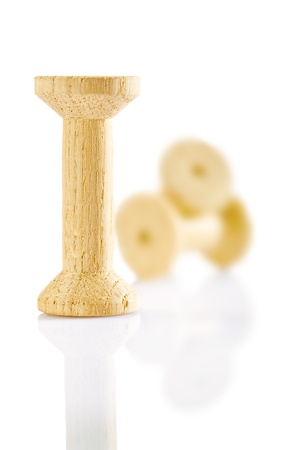 sewing spools on white backgroundの写真素材