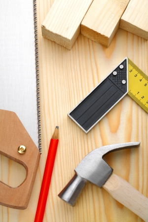 hammer pencil saw levelの写真素材