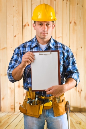 worker with clipboardの写真素材
