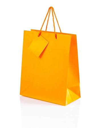 an orange color paper bagの写真素材