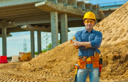 a worker on construction siteの写真素材