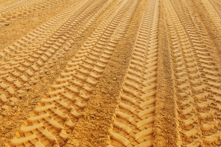 view on traks on sandの写真素材