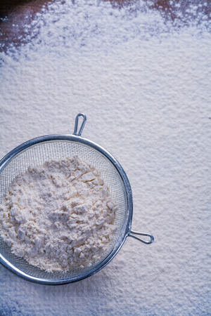 sieve with flour copyspace food and drink conceptの写真素材