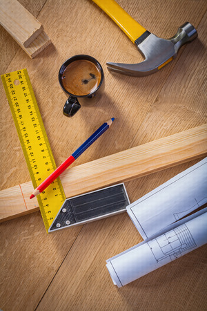 tipical workspace of carpenter construction conceptの写真素材