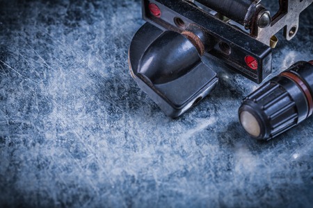 Electric resistor fuse holder on metallic background electricity concept.の写真素材