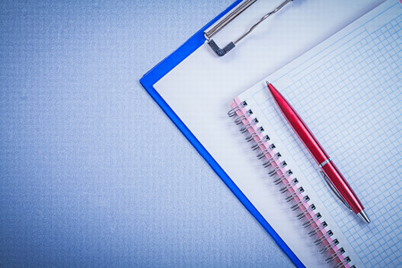 Set of red pen checked reminder notepad office concept.の写真素材