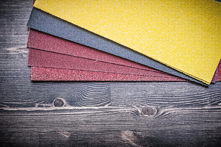Glass-paper on vintage wooden board abrasive materials.の写真素材