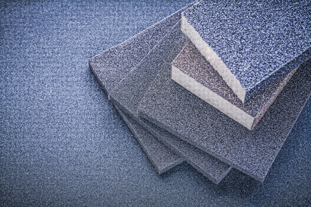 Abrasive sponges for grinding on emery paper top view.の写真素材