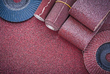 Composition of abrasive tools on polishing paper sheet.の写真素材