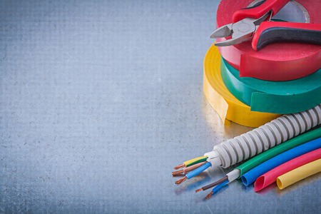 Insulation tapes nippers electric wire protection cables construction concept.の写真素材