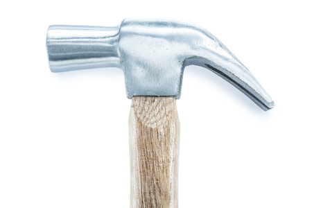 Construction claw hammer isolated on white top view.