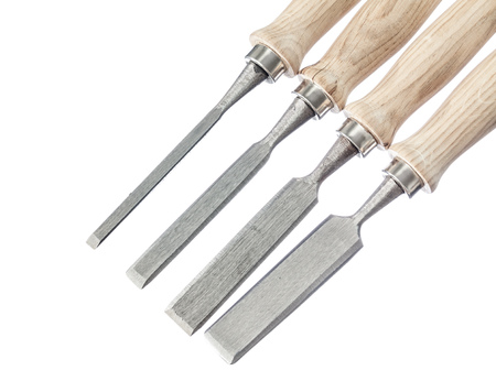 Set of flat chisels isolated on white.