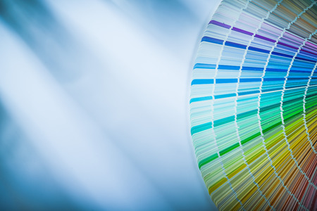 Color palette on white surface top view.