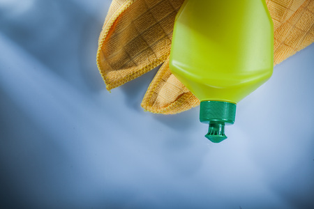 Plastic bottle washing cloth on white background.の写真素材